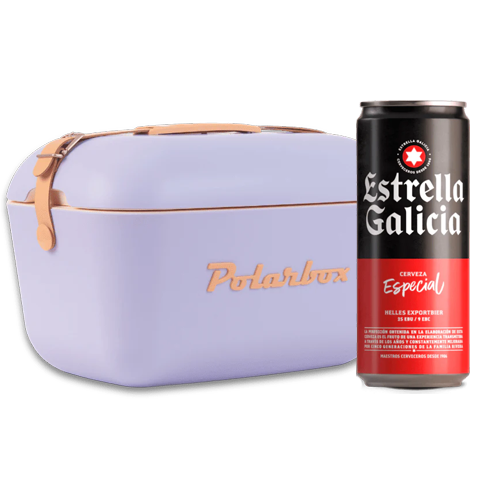 Verano Vintage: Nevera Polarbox Malva + 20 Latas Estrella Galicia Especial